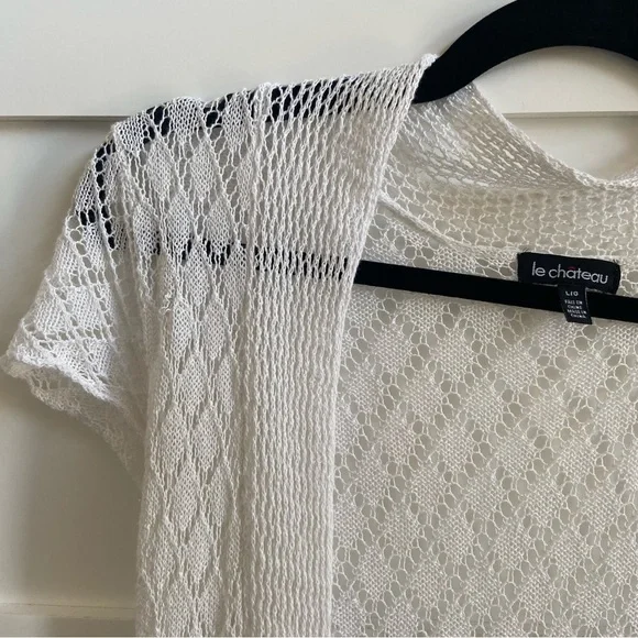 90s Y2K Le Chateau White Open Knit Cardigan - Picture 2 of 9